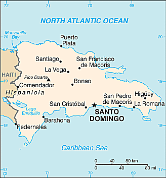 Mapa Dominikánské republiky