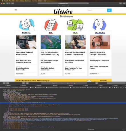 Prohlédněte si webové prvky v Safari