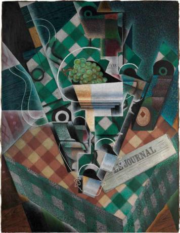 juan gris zátiší kostkovaný ubrus