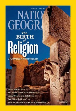 Červen 2011 Obálka časopisu National Geographic Magazine ukazující Gobekli Tepe