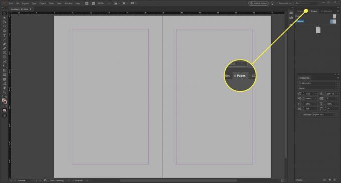 Karta Stránky v aplikaci InDesign