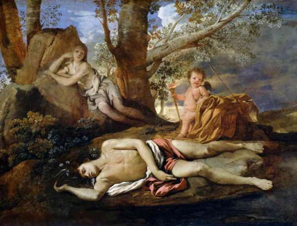 Echo a Narcissus, 1630, Nicolas Poussin (1594-1665), olej na plátně