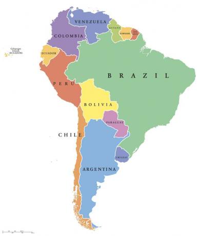 Politická mapa jednotlivých států Jižní Ameriky