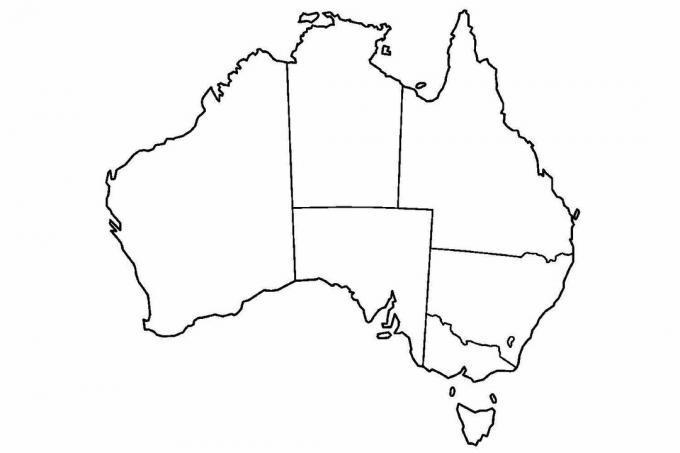 Prázdná mapa Austrálie