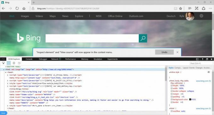 Prohlédněte si webové prvky v Microsoft Edge
