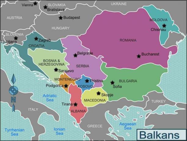 Mapa balkánských států