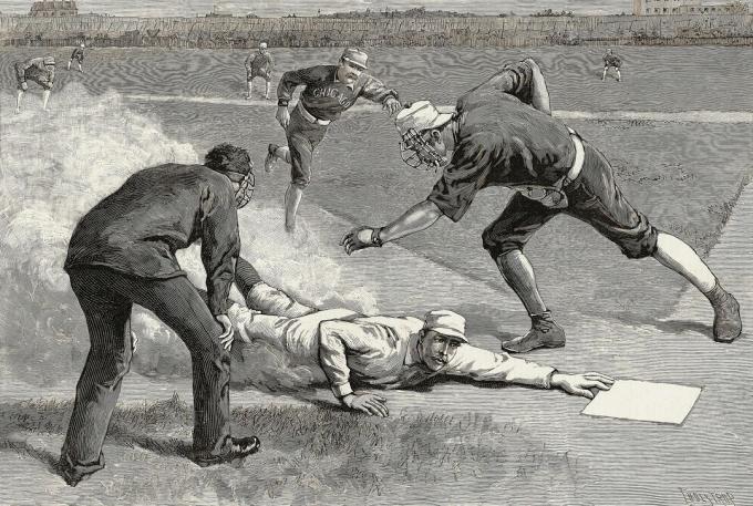 Ilustrace hráč baseballu 19. století Buck Ewing