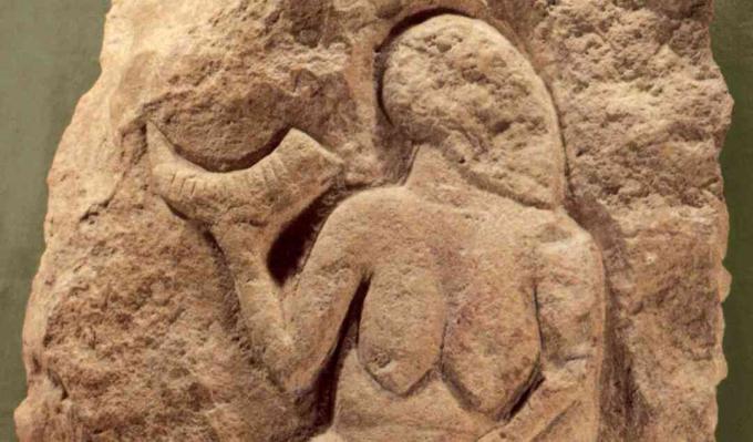 Laussel Venus, horní paleolitický reliéf, ca. 25 000 let starý