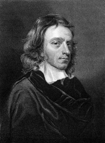 Rytina Johna Miltona v černé a bílé