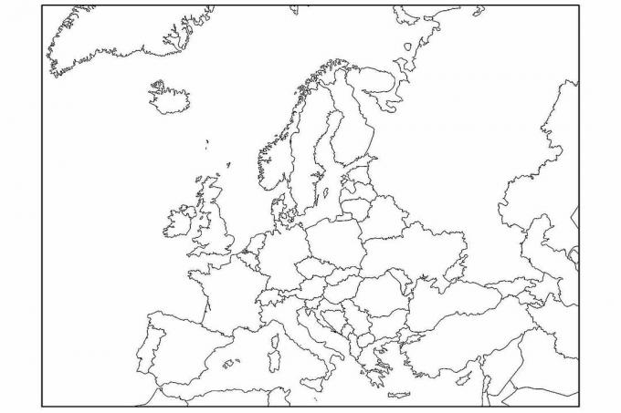 Prázdná mapa Evropy