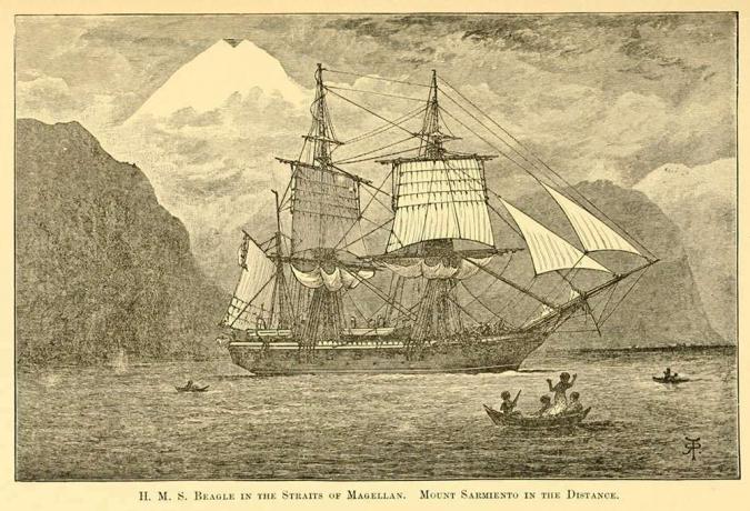 H.M.S. Beagle v úžině Magellan