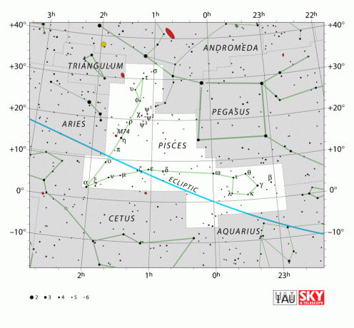 Graf IAU pro souhvězdí Ryby.