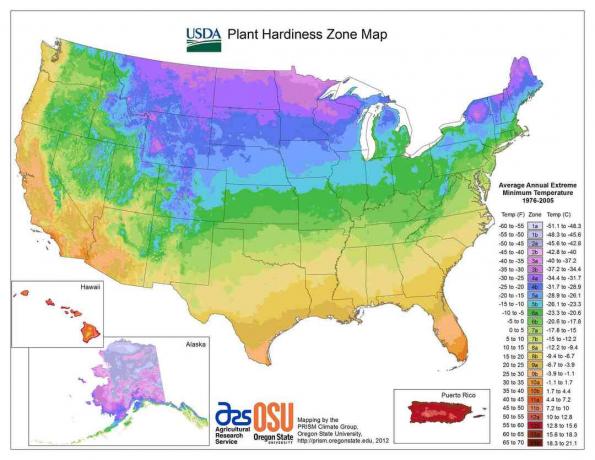 Mapa zóny odolnosti rostlin USA