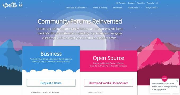 Screenshot nástroje fóra Vanilla Forums pro blog nebo web