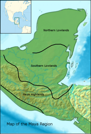 Mapa regionu Maya