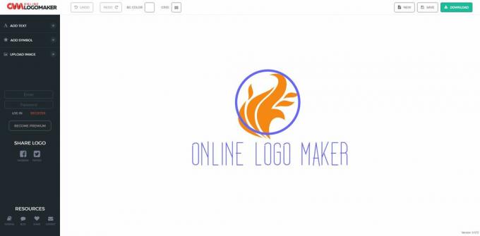Screenshot pracovního prostoru Online Logo Maker