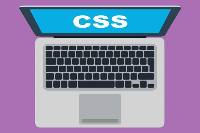 Přenosný počítač s CSS slovo na obrazovce